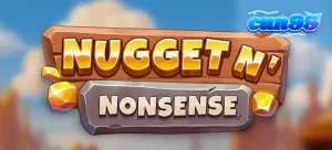 Tampilan visual mesin slot bertema pertambangan Nugget n’ Nonsense dengan simbol-simbol emas dan peralatan tambang.